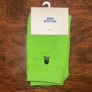 NWT Urban Outfitters Lime Green and Black Bad Vibes Crew Socks